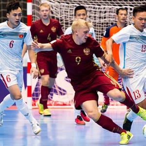 Russia vs China professional futsal match photo